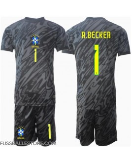Günstige Brasilien Alisson Becker #1 Torwart Auswärts Trikotsatzt Kinder Copa America 2024 Kurzarm (+ Kurze Hosen)